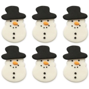 6 adornos de mueco de nieve con sombrero negro (4,7 cm) - Azcar