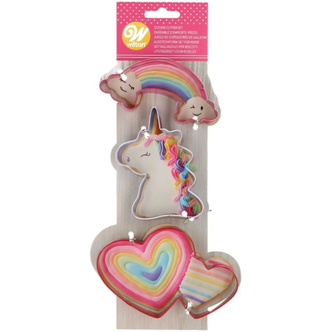 Wilton Juego de 3 cortadores de galletas de unicornio mgico 