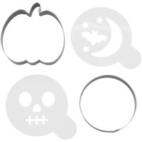 Juego de 4 moldes para galletas y plantillas de Halloween