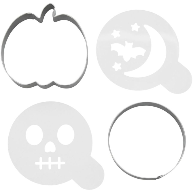 Juego de 4 moldes para galletas y plantillas de Halloween 