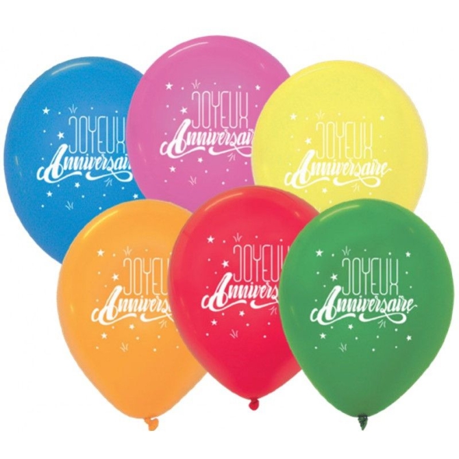 6 Globos de Feliz Cumpleaos - Multicolor 