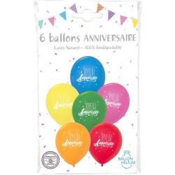 6 Globos de Feliz Cumpleaos - Multicolor. n1