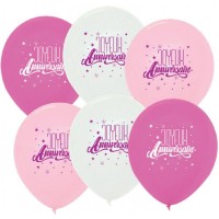6 globos de feliz cumpleaos - rosa