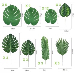 Conjunto de 44 hojas tropicales artificiales. n2