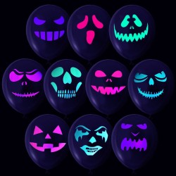 10 globos de Halloween: reaccin a la luz ultravioleta negra. n1