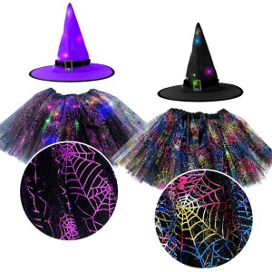 Disfraz Infantil Gorro de Bruja + Tut LED - Talla nica