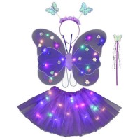 Conjunto de mariposas LED moradas