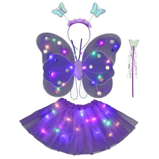 Conjunto de mariposas LED moradas 