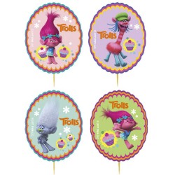 Kit 48 Moldes para Hornear  +  24 Decoraciones Cupcake Trolls. n1