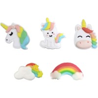 5 decoraciones de azcar pastel unicornio/arco iris
