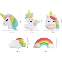 5 decoraciones de azcar pastel unicornio / arco iris. n1