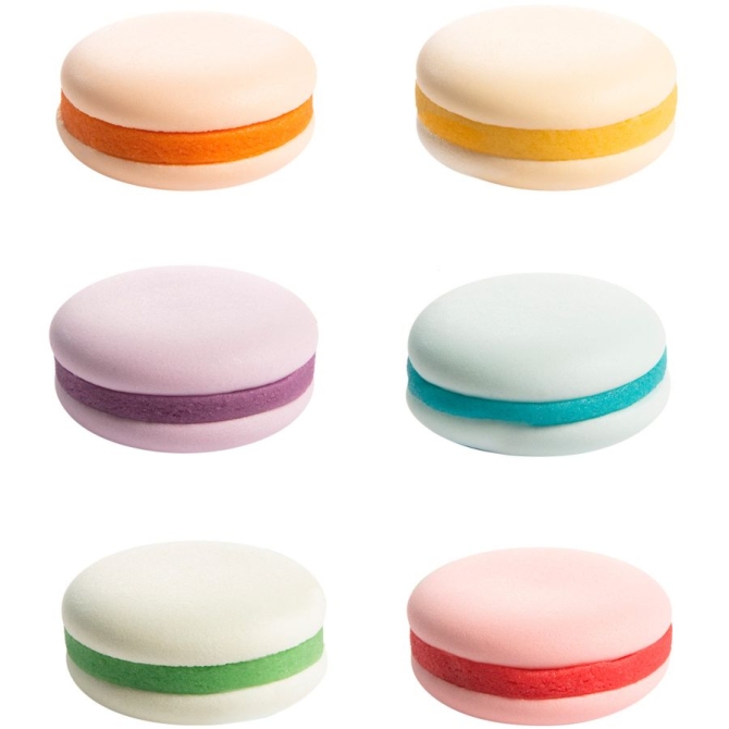 6 Petits Macarons  3 cm Couleurs Assorties - en Sucre 