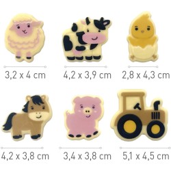 6 Figuras de Animales de Granja (3-4 cm) - Chocolate Blanco. n1