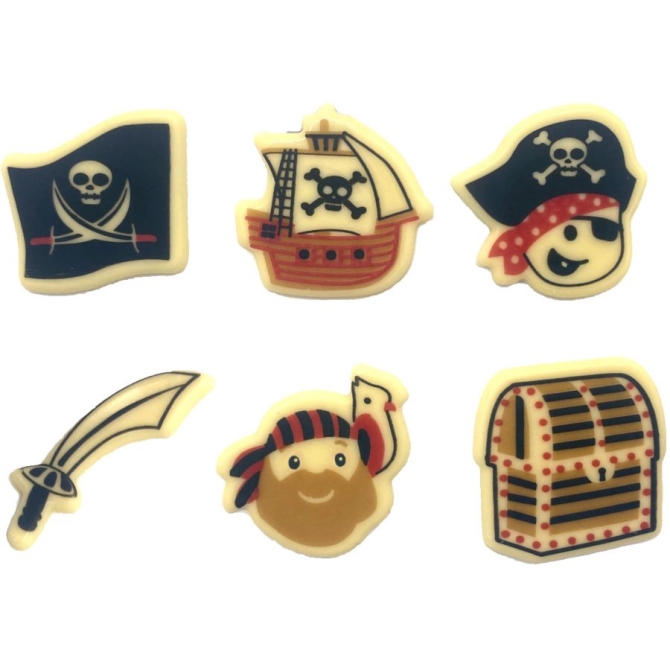 6 Figuras Piratas (3-4 cm) - Chocolate Blanco 