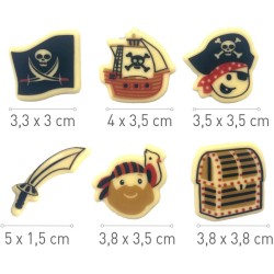 6 Figuras Piratas (3-4 cm) - Chocolate Blanco. n1