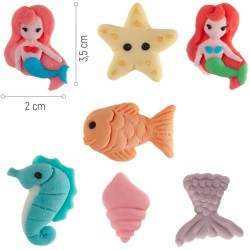 7 decoraciones de sirena (2, 5-3 cm) - Azcar. n1