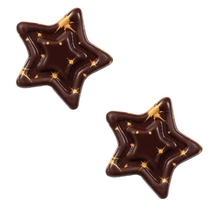 2 Estrellas Relieve 3D Amarillo / Cobre Brillante - Chocolate Negro 