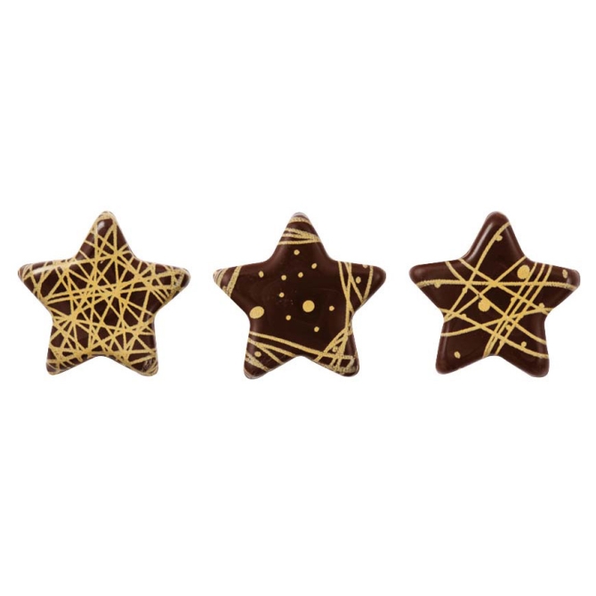 3 Mini Estrellas Doradas - Chocolate Negro 