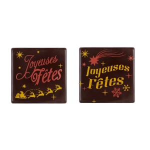 2 Puntas para Palitos Felices Fiestas (5 cm) - Chocolate Negro