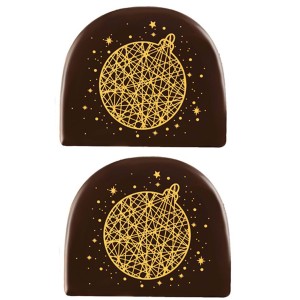 2 Troncos de Bolas Doradas (7,7 cm) - Chocolate Negro