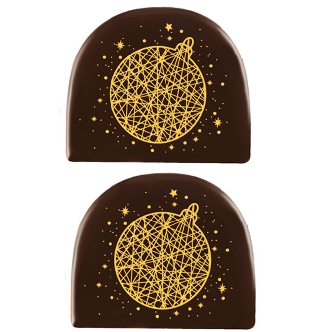 2 Troncos de Bolas Doradas (7, 7 cm) - Chocolate Negro 