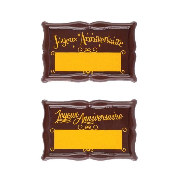 2 Platos Grabables Happy Birthday (8, 8 cm) - Chocolate Negro 