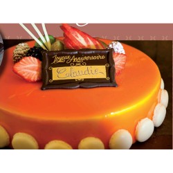 2 Platos Grabables Happy Birthday (8, 8 cm) - Chocolate Negro. n1