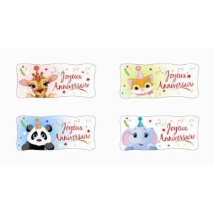 4 Platos Feliz Cumpleaos Animales (10,5 cm) - Sin Levadura