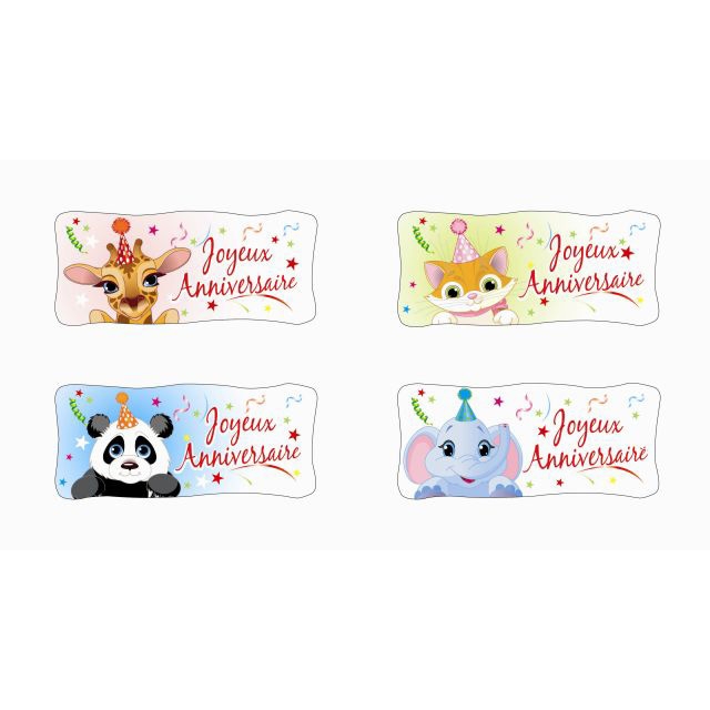 4 Platos Feliz Cumpleaos Animales (10, 5 cm) - Sin Levadura 