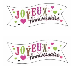 2 Banderines Corazn Feliz Cumpleaos (9,4 cm) - Sin Levadura