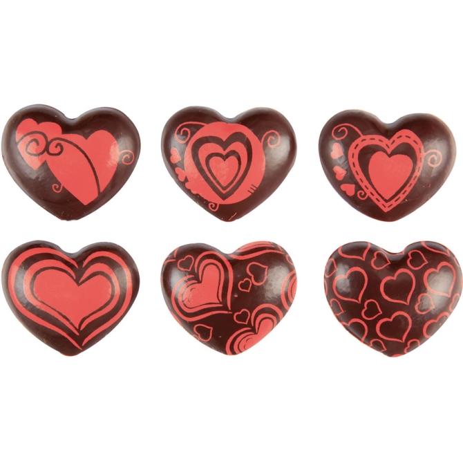 6 Corazones 3D - Chocolate 