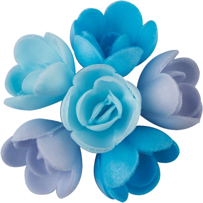 6 Mini Rosas Azules (3 cm) - Sin Levadura 