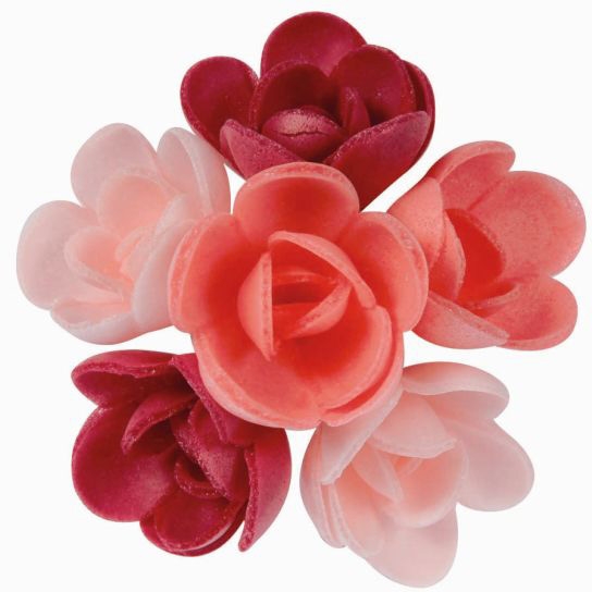 Mini Rosas Rosadas (3 cm) Sin Levadura - Sabor Frutos Rojos 