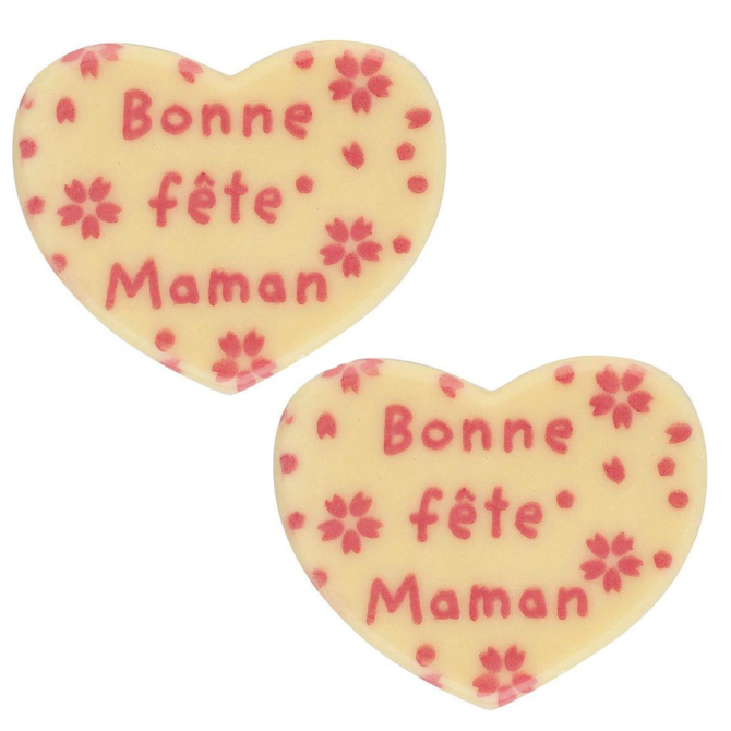 Mini Corazones Feliz Da de la Madre (2, 7 cm) - Chocolate Blanco 