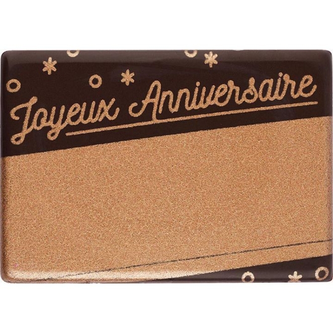 1 Placa Grabable Feliz Cumpleaos Dorada (6, 1 cm) - Chocolate Negro 