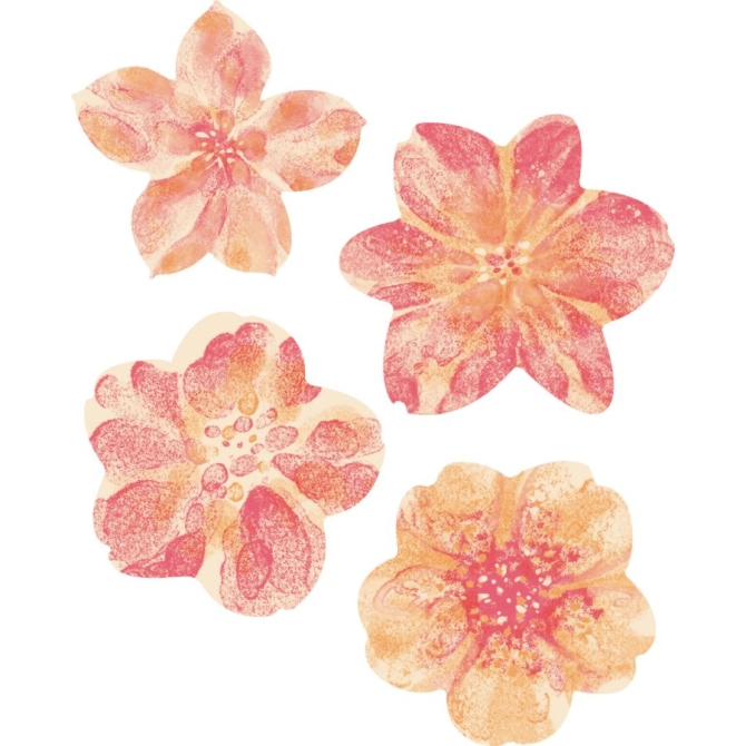 4 Flores Estampadas (5, 7 x 5, 1 cm) - Azyme 