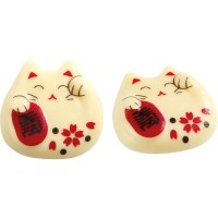 2 Gatos de la Suerte (7 cm) - Chocolate Blanco