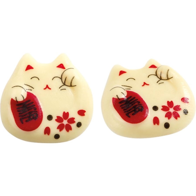 2 Gatos de la Suerte (7 cm) - Chocolate Blanco 