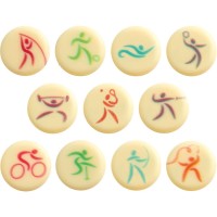 11 Mini Dcors Sportifs ( 2 cm) - Chocolat Blanc