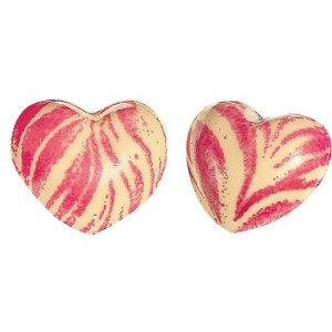 2 Corazones 3D Veteados - Chocolate Blanco