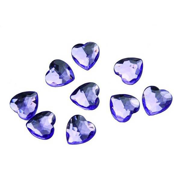 50 Confeti de Corazn de Diamante Morado (1, 5 cm) - Plstico 