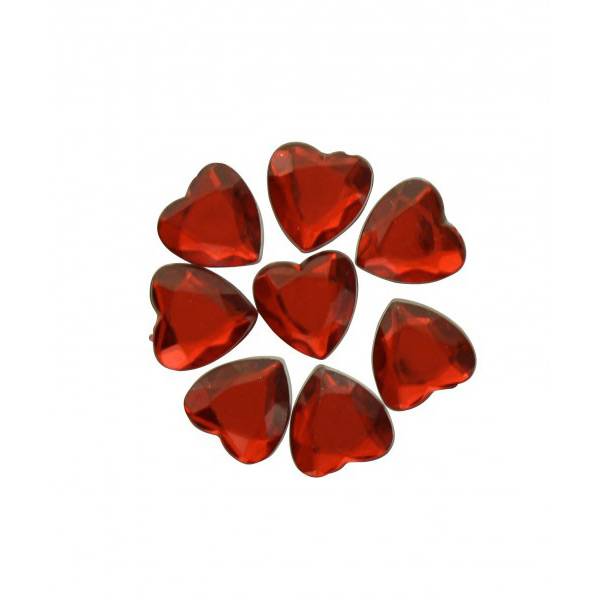 50 Confeti Corazn Diamante Rojo (1, 5 cm) - Plstico 