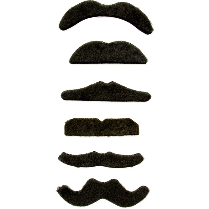 6 Bigotes Adhesivos - Negro 