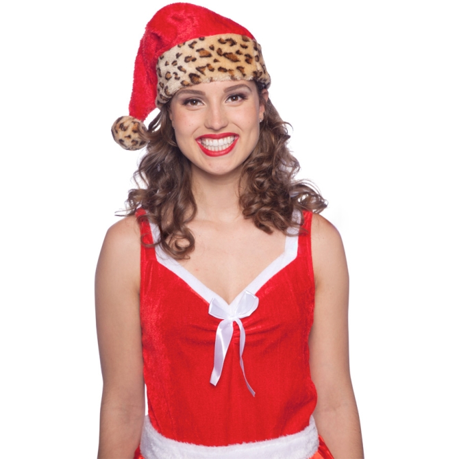 Gorro de Pap Noel leopardo (nio / adulto) 