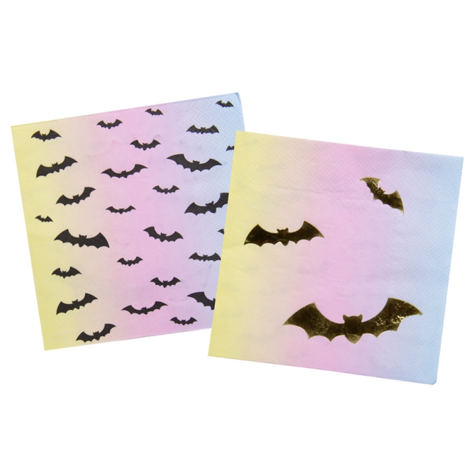 16 servilletas iridiscentes de Halloween en colores pastel 