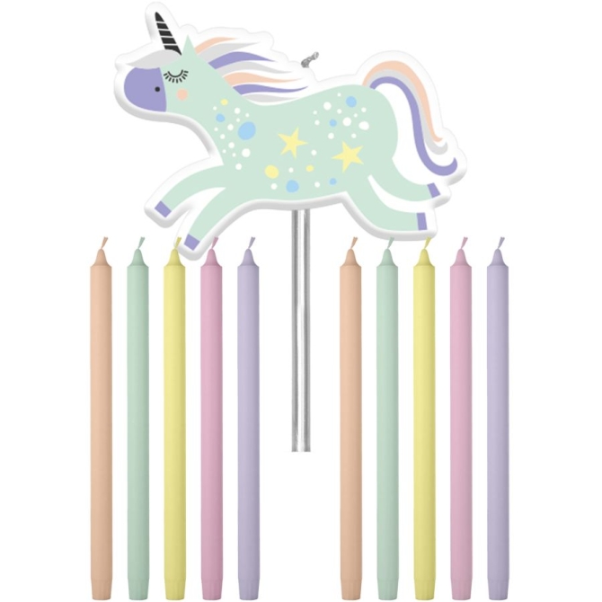 Set de 11 velas Unicorns & Rainbows - 10 cm 