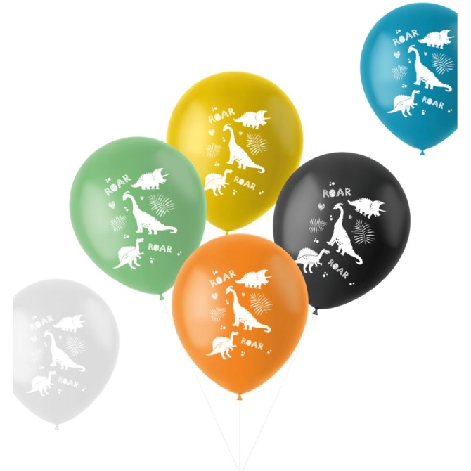 6 globos Dino Roars 