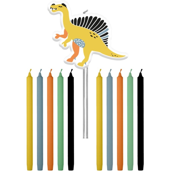 Lote de 11 velas Dino Roars - 10 cm 