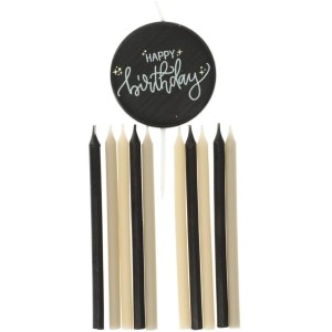 Juego de velas - Crema Negro - 9,5 cm