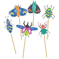 Juego de 12 decoraciones para cupcakes de fiesta de insectos. n1